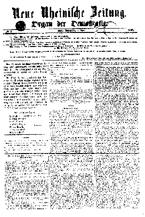 Neue Rheinische Zeitung No. 1, June 1, 1848