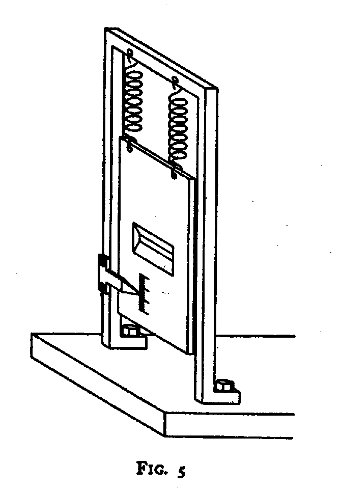 shutter hanging on springs and pointer showing position